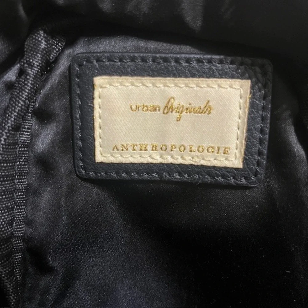Anthropologie Urban‎ Originals Vegan Leather Sling Bag Geometric Black Strap
